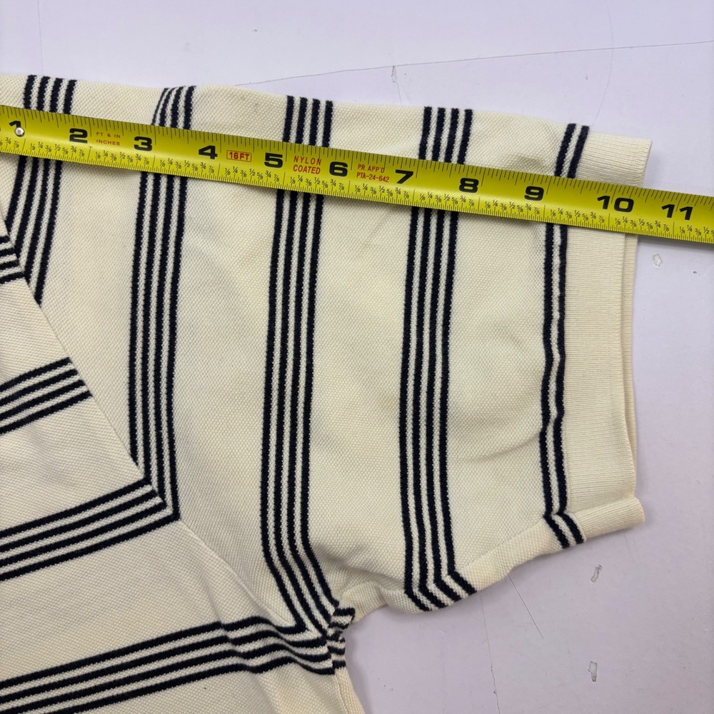 Polo Ralph Lauren Mens XL Cream Navy Blue Striped Pique Short Sleeve Polo Shirt - Picture 7 of 8